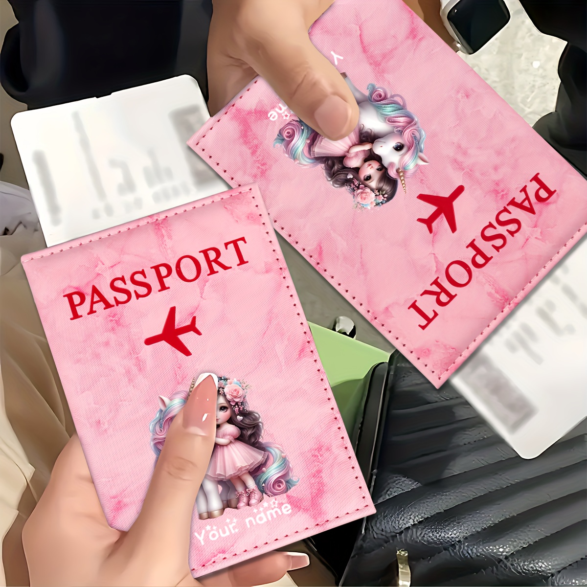 Travel Accessories Useful - 유니콘 소녀 패턴 PU 여권 홀더,