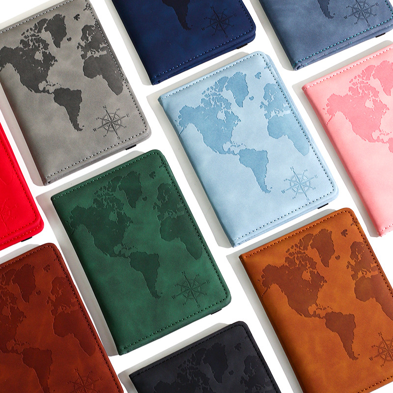 Qantas Travel Accessories - 새로운 지도 프린트 여권 홀더 가죽