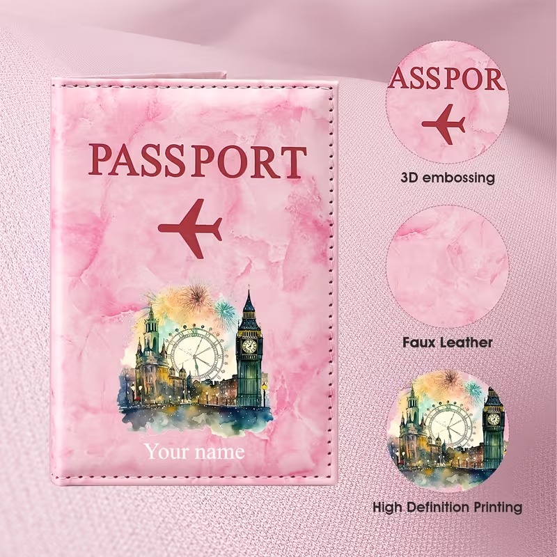 Travel Accessories London - 맞춤형 이름 런던 랜드마크 수채화 예술