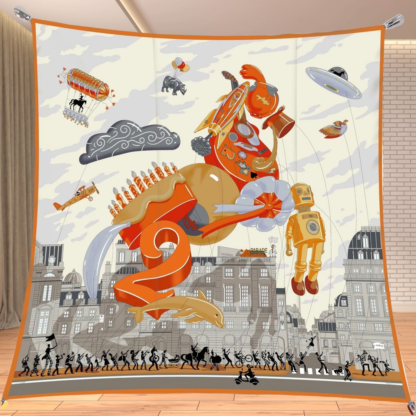 Travel Accessories Luxury - 90cm 트윌 실크 느낌의 사각 스카프,
