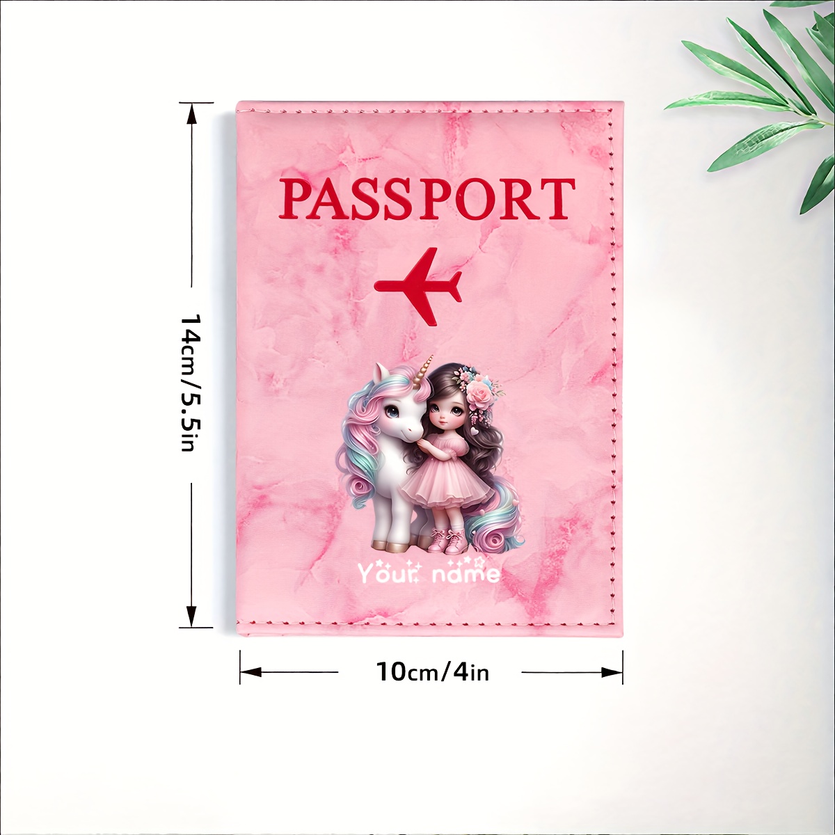 유니콘 소녀 패턴 PU 여권 홀더, 황금색 비행기 아이 - Travel Accessories Useful 리뷰 및 가격