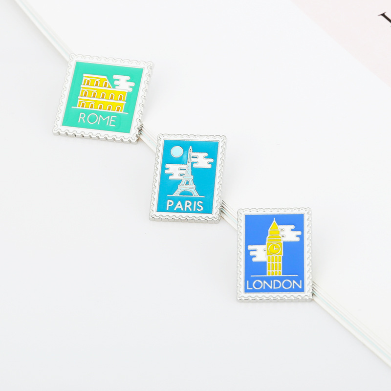 합금 배지 배낭 브로치, 런던 파리 로마 이집트 우표, - Travel Accessories London 리뷰 및 가격