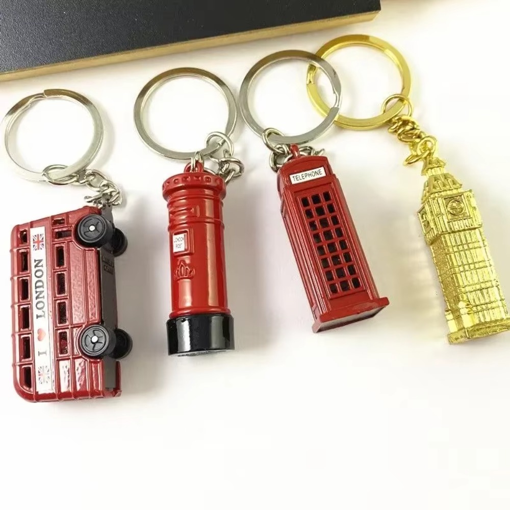 패션 레드 런던 버스 열쇠 고리 금속 우편함 전화 부스 - Travel Accessories London 리뷰 및 가격