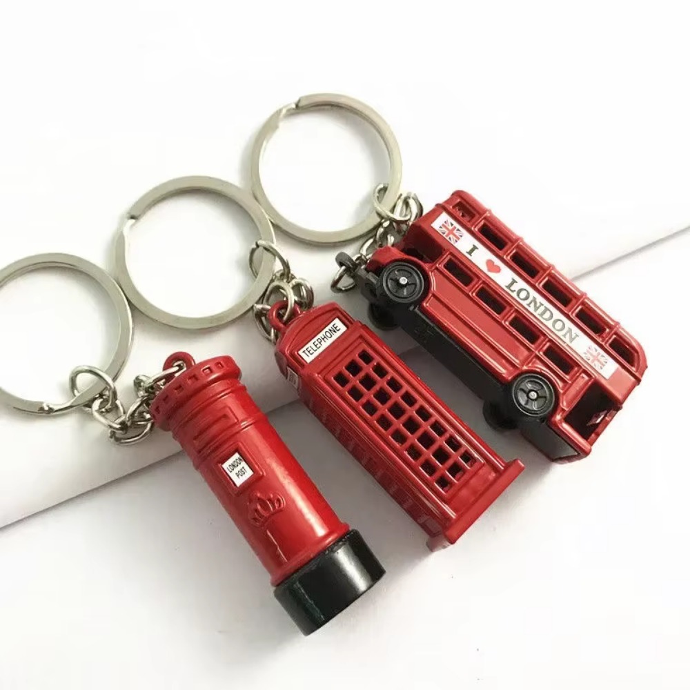 패션 레드 런던 버스 열쇠 고리 금속 우편함 전화 부스 - Travel Accessories London 리뷰 및 가격