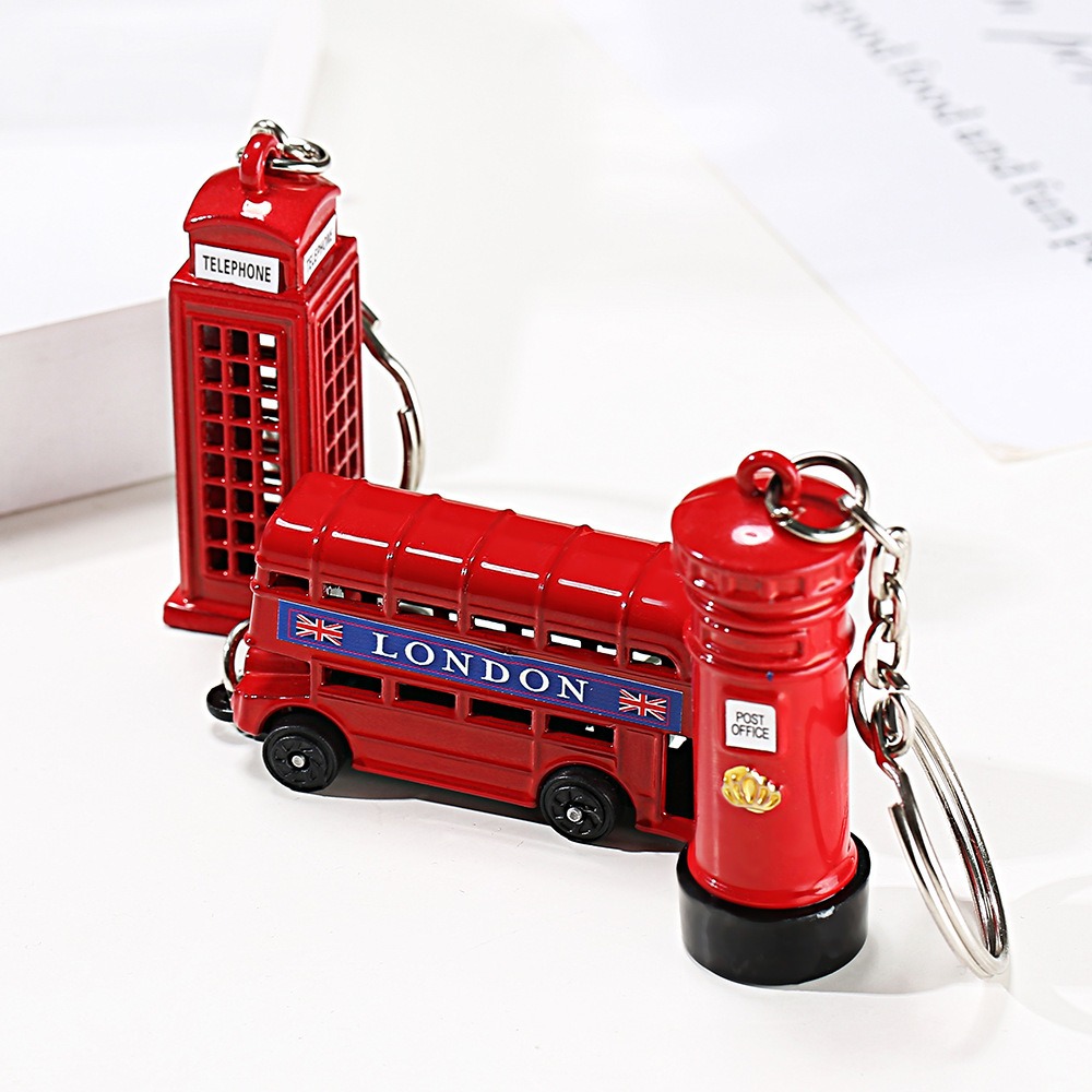 패션 레드 런던 버스 열쇠 고리 금속 우편함 전화 부스 - Travel Accessories London 리뷰 및 가격