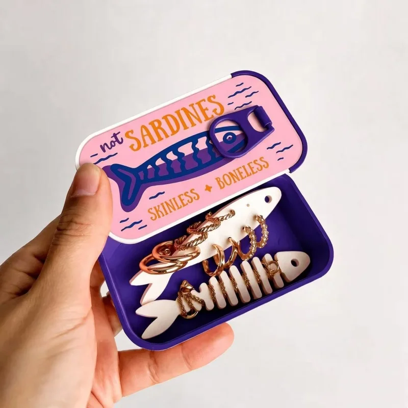 정어리 프린트 미니 틴 보관함 휴대용 쥬얼리 이어폰 약 - Accessories Travel Jewelry Box 리뷰 및 가격
