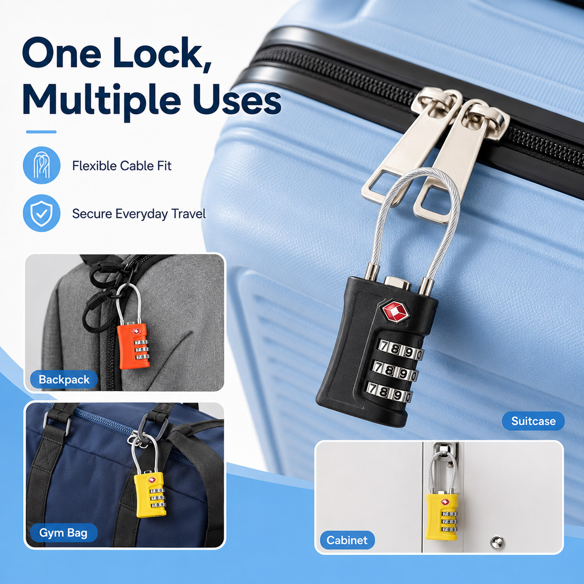TSA 승인 수하물 잠금장치 3자리 조합 케이블 자물쇠 - Travel Lock Tsa Approved 리뷰 및 가격