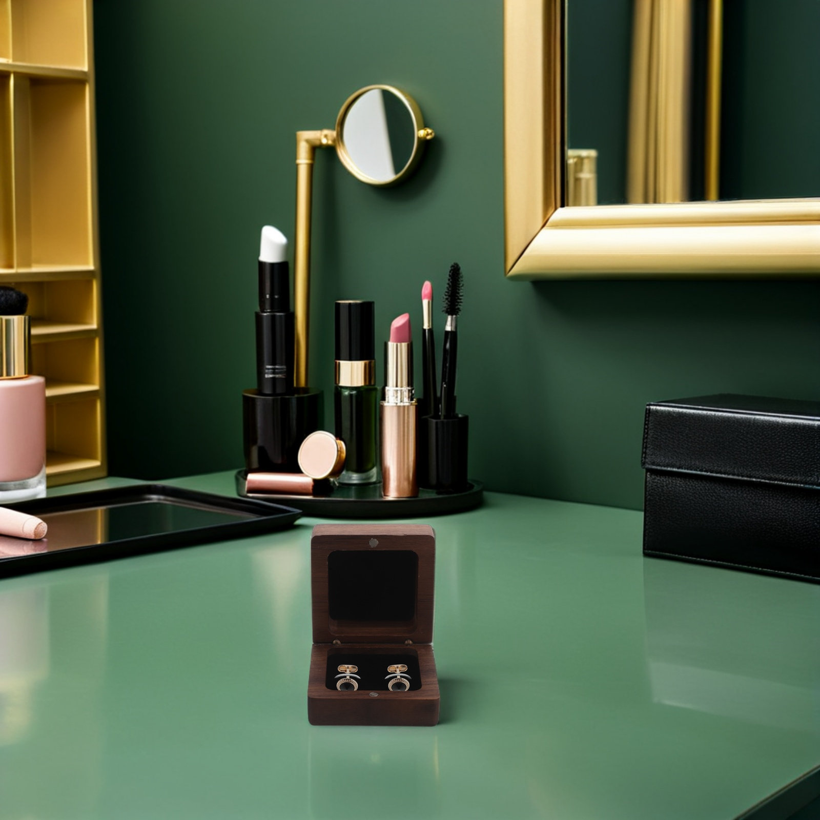 정사각형 블랙 월넛 나무 소재 커프스링크 박스 타이 클 - Accessories Travel Jewelry Box 리뷰 및 가격