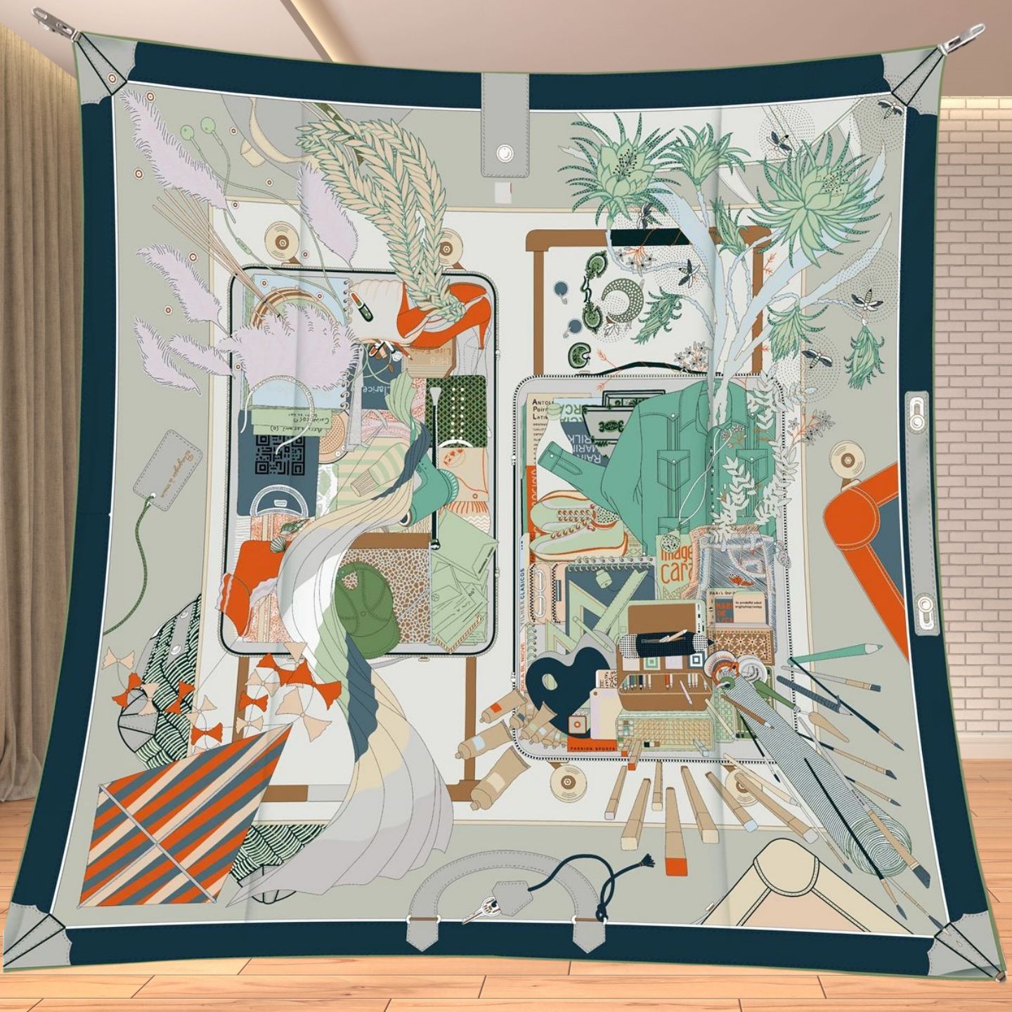 90cm 트윌 실크 느낌의 사각 스카프, 말 여행 판타 - Travel Accessories Luxury 리뷰 및 가격
