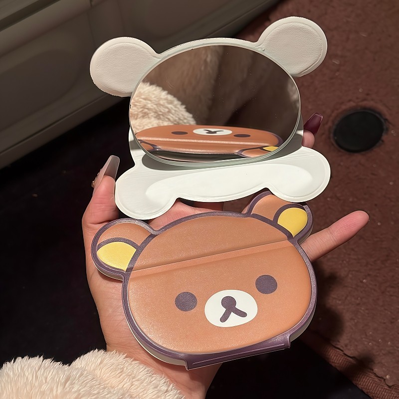 릴라쿠마 접이식 화장 거울 귀여운 심플 휴대용 손거울  - Travel Accessories To Gift 리뷰 및 가격