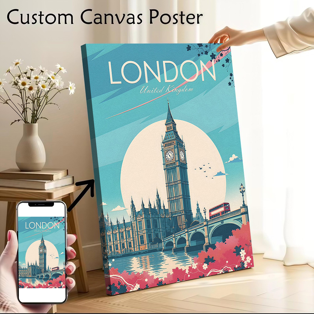 런던 여행 캔버스 포스터 벽 예술 맞춤형 고품질 인쇄  - Travel Accessories London 리뷰 및 가격