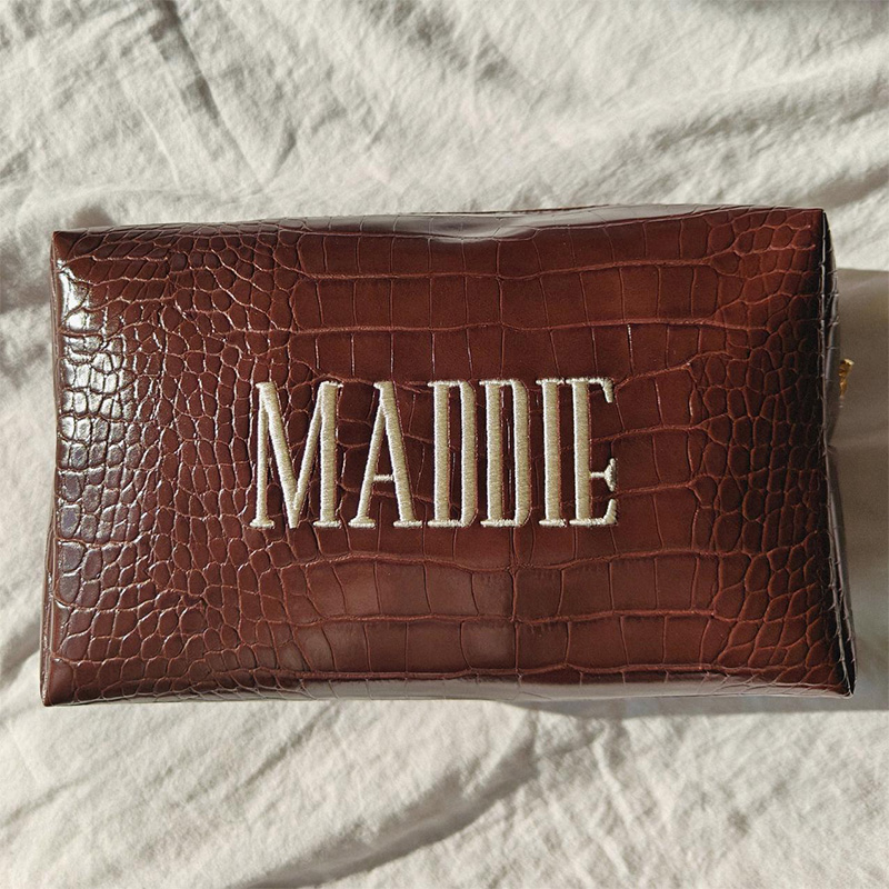 자수 크록 메이크업 가방, 맞춤형 비건 화장품 파우치, - Travel Accessories Gifts For Her 리뷰 및 가격