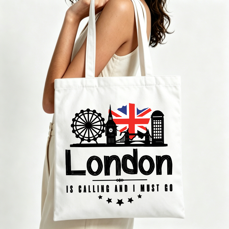 여성용 런던 스카이라인과 국기 프린트 캔버스 토트백,  - Travel Accessories London 리뷰 및 가격
